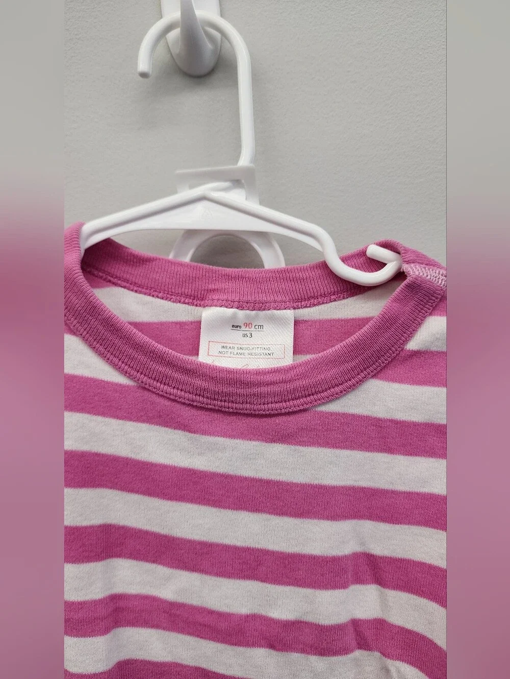 Hanna Andersson Pink White Stripe Organic Cotton Pajama Set Size 3 90cm